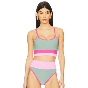 Beach Riot Eva Ribbed Sports Colorblock Bikini Top